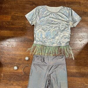 Adult silver alien Costume Set